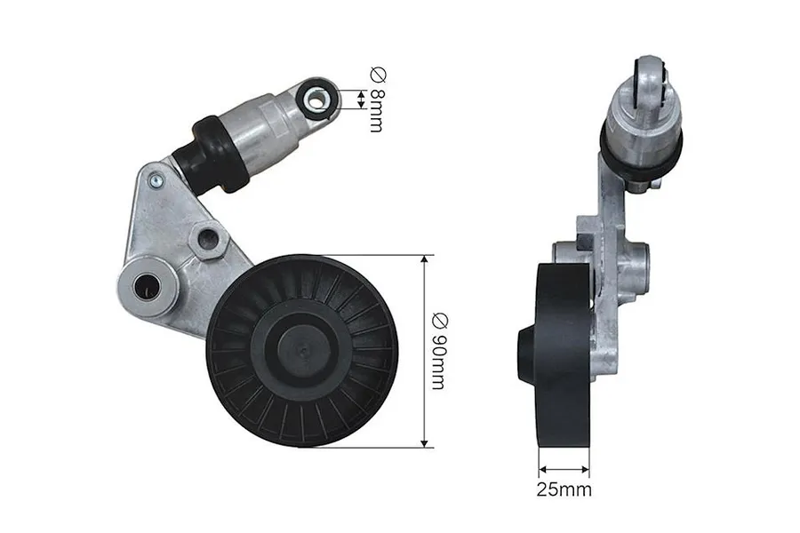 Tensioner pulley, v-ribbed belt