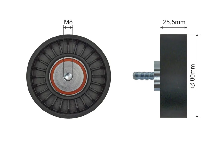 Tensioner pulley, v-ribbed belt